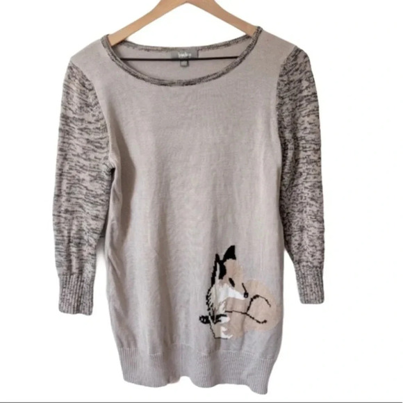 Neiman Marcus Taupe Fox Knit Sweater M - Picture 1 of 8